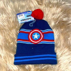 Captain America Boys Knit Hat- Blue